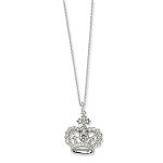 Sterling Silver CZ Crown Necklace